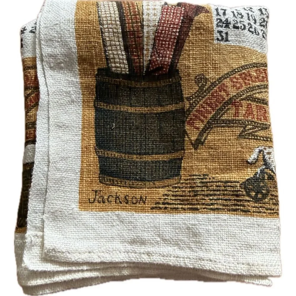 1971 Kay Dee Country Store Linen Cloth Kitchen Calendar Tea Towel NWOT